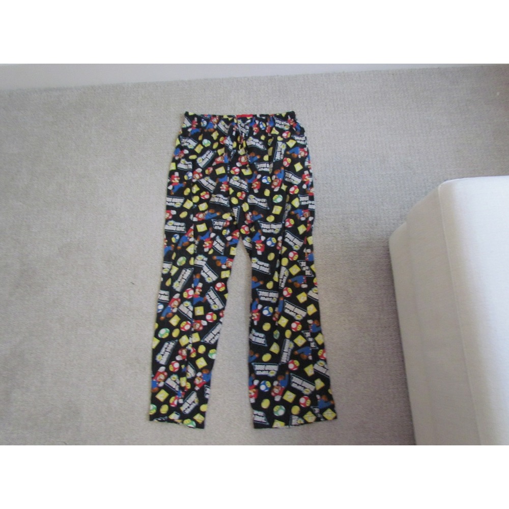 Nintendo Super Mario Bros Pajama Pants Lg Black Character Print Gamer Sleepwear
